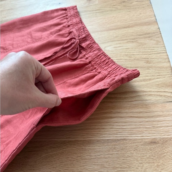 Magaschoni 100% Linen Wide Leg Pull On Pants Elastic Waist Coral Size Large - Picture 8 of 10